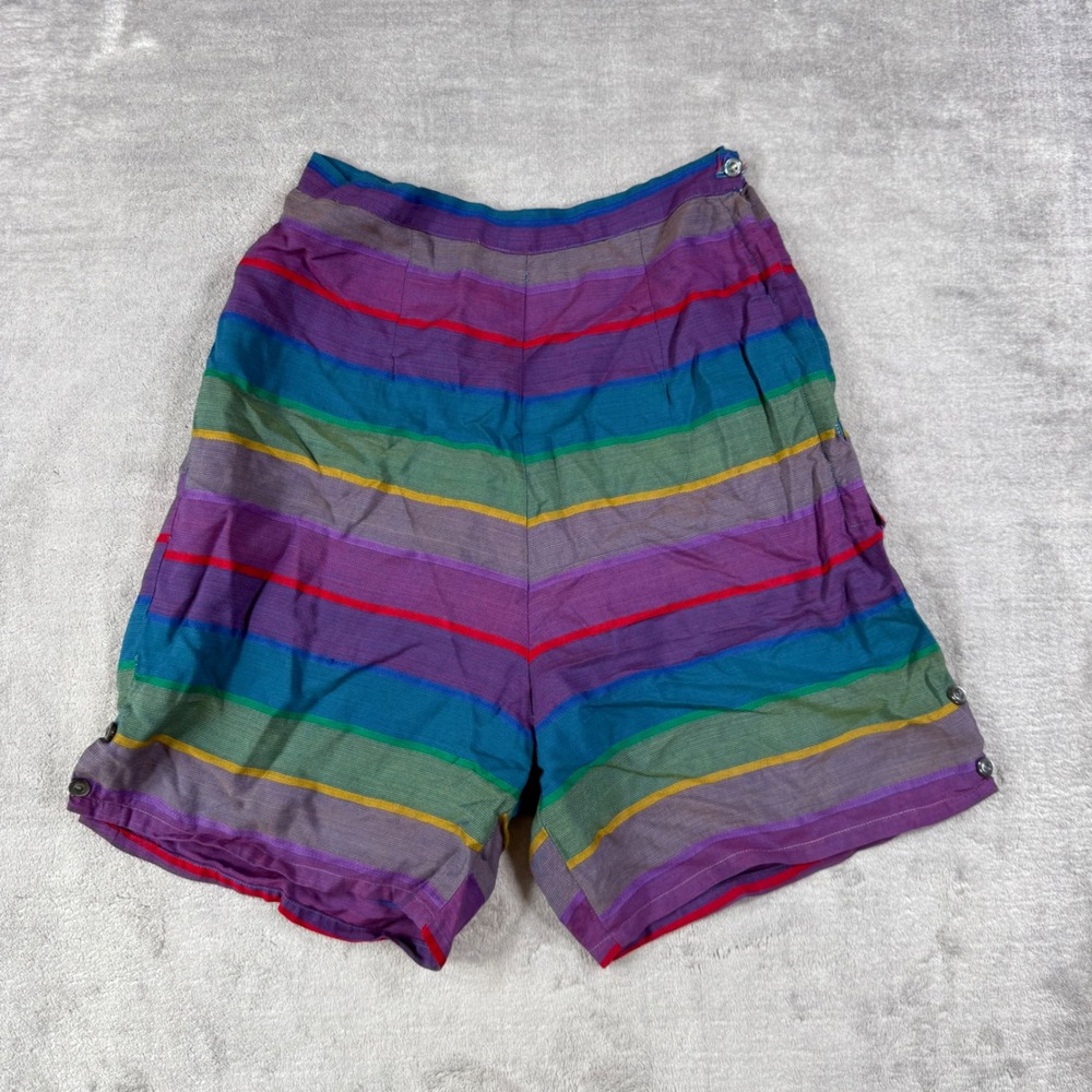 Vintage Striped Shorts Womens XS Multicolor High Waisted Woven Vintage 70s Boho